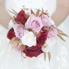 装飾的な花のロマンチックな結婚式の花嫁とリネンロープ式のために人工祭りフェスティバルパーティーのセンターピースの装飾