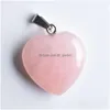 Charms Rose Quartz hart natuursteen chakra genezing hanger diy ketting oorbellen sieraden maken drop levering bevindingen com dhgarden dhm8x