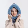 Berretti Maschera da sci Cappello soffice Cappelli invernali per donna Snow Cycling Streetwear Bomber caldo in pile con sciarpa