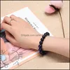 Beaded Strands Blue Tiger Eye Buddha Bracelet Natural Stone Round Beads Elasticity Rope Bracelets For Men Women High Quality 6Mm 8M Otl0M