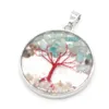 Charmes Gravier Pierre Naturelle Arbre De Vie Motif Verre Rond Quartz Rose Guérison Reiki Cristal Pendentif Diy Collier Boucles D'oreilles Dhgarden Dhrl3