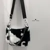 Evening Bags Design Elegant Cow Pattern Armpit Bag For Ladies Simple Faux Fur Women Chain Shoulder Crossbody Soft Plush Girls Handbags