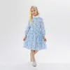 Flickans klänningar 2023 Spring Summer New Cotton Floral Girls Dress with Foder Teen Clothes Baby Romper Kids Loose Clothing Set #7300 0131