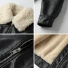 Womens Leather Faux Vintage Winter Jacket Women Black Biker Coat Female Windbreak Lamb Fur Collar Thick 230131