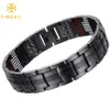 Charm Bracelets FINE4U B390 Double Row Strength 4 Element Magnetic Therapy Bracelet for Arthritis Pain Relief 230131