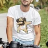 Herr t -skjortor sommar mode tee hund mönster tryckt skjorta kort ärm rund hals casual roliga toppar