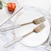 Servis uppsättningar Deouny Luxury Diamond Table Provise 304 Rostfritt stål Långhandtag Knife Fork Sked Western Cutsly dessert ons gåva