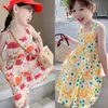 Meisje Es Girls Summer Sling Outer Wear Children kleding schattig zak baby kinderen kleren zoete bloemenvestidos vakantie strandjurk 0131