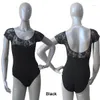 Sahne Giyim Mor Ballet Terre Pamuk/Likra Omuzlar için Dantelli Çocuklar İçin Kızlar Kızlar Uygulama Jimnastik Bodysuit