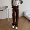 Dżinsy damskie Summer Kobiety Brown High talia luźna prosta szeroka noga dżinsowa kobieta Y2K Casual Streetwear Vintage workowate spodnie 230131