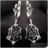 Dangle Chandelier Fashion Jewely Black Spider Orecchini Hollow Web Drop Delivery Jewelry Dheqh