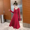 Sukienki macierzyńskie Autumn Korean Fashion Sukienki długie rękaw Symalne eleganckie ubrania dla kobiet w ciąży rozwiąż ciążę