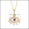 Pendant Necklaces Turkish Evil Eye Necklace Gold Cubic Zirconia Greek Blue For Women Men Fashion 3502 Q2 Drop Delivery Jewelry Pendan Dhxy3