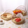 Other Kitchen Tools HandWoven Tent Basket Tray Fruit Vegetable Bread Storage Outdoor Picnic Mesh Food Lid Net Cover Gadgets 230201