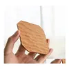 Mats Pads Cherry Wood Tea Coffee Cup Pad Square Wooden Coasters Durable Heat Resistant Drink Mat Drop Delivery Home Garden Kitchen Dhanf