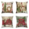 Pillow Christmas Cover Santa Claus Xmas Trees Farmhouse Truck Dog Winter Year Home Decor Living Room Sofa Pillowcase 881