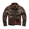 ￄkta l￤derjacka m￤n motorcykel l￤derjacka casual rockar ytterkl￤der manliga kl￤der brun plus size m l xl xxl