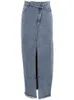 Signe Tossy 2023 Donne in denim ad alta vita casual versate Maxi Jean Skirt Summer Holiday Long