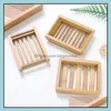 Other Bar Products Soap Dish Bamboo Round Storage Holder Square Natural Durable Drain Rack Degradable Eco Friendly Bathroom Accessor Otcwg