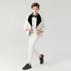 Suits Boy Suits Formal Suit For Boy Costume Boys 'White Jacquard Suit Flower Boys Formell kostym Kids Bröllopsdräkt Tuxedo 230131