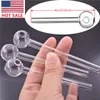 Stock aux États-Unis Pipes à fumer Clear Pyrex Verre Transparent Tuyau de brûleur à mazout Portable Dab Paille Huile Nail Pipe Verre Bong Accessoires