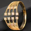 Bangle Trendy Luxury Stapelbar stor manschett för kvinnor Bröllop Full Cubic Zircon Crystal CZ Dubai Armband Party Jewelry 2023