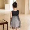 Girl's Es Fashion Girls Summer Mesh Princess 2022 New Kids Retro Sleeveless Clothing Children Elegant Dress Patchwork #6833 0131