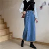 Röcke für Damen, Retro-Jeansrock, schicke Kleidung, Harajuku, Streetwear, elegante A-Linie, Denim, hohe Taille, lang, modisch, 2023