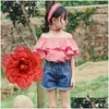 Party Decoration Children Use Flower Prop Child Dancing Perform Elasticity Hand Flowers Kids Red Blue Yellow Artificial Peony 67 62S Dhogx
