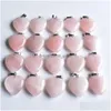 Charms Rose Quartz hart natuursteen chakra genezing hanger diy ketting oorbellen sieraden maken drop levering bevindingen com dhgarden dhm8x