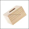 Boîtes de mouchoirs Serviettes 1Pc Boîte en bois Bureau Serviette Carton Simplicité Rétro Stockage de papier pour la maison Salon Voiture Drop Livraison Ga Dhkb3