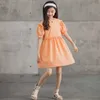 Mädchens es Mädchen Puff Baumwollstoff Zwei Schichten 2022 Neue Kinder Sommerkleidung Teen Plaid Kleid Ruched Fashion Soft #6252 0131