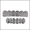 Grillz Dental Grills Hip Hop Schmuck 6 Top Bottom Zähne Falsche Grillz Set Bump Lattice Body Drop Lieferung Dhc59