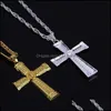 Подвесные ожерелья Hip Hop Jewelry Men Men Color Color Gold Sier Tone Drucifix Charm сплав с сплав с сплав Cross Beautif Drop Pendants Dhbfy