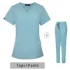 Eithexu dames tweedelige broek en tops fabrieksverpleegkundige korte mouw scrub stretch sets modebroek