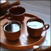 Tasses Usine En Gros Arrivée Tasse En Bois Avec Poignée Vin Thé Utilisation Sécurité Artisanat À La Main Grande Capacité Ronde Jante Dh0067 T03 Drop De Dhray