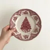 Plates The Old Britain Castles Pink Dinner Plate European Style Ware Ceramic Breakfast Beef Dishes Dessert Dish