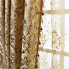 Cortinas de chenilla de lujo para dormitorio Blackout Jacquard Floral terciopelo europeo decoración del hogar cortinas JS75C