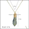 H￤nge halsband geometriska druzy sten 7 f￤rger guldpl￤terad design geometri naturliga halsband f￶r elegant kvinnor mode droppe lever otxfv