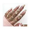 Band Rings Bohemian Fashion Jewelry Ring Set Rhinstone Crown Stacking Midi 17Pcs/Set Drop Delivery Dh12S