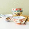 Bowls 5Pcs/Set Cartoon Porcelain Bowl Household Japanese-Style Ceramic Children's Rice Cute Animal Pattern Tableware Assiette