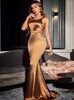 Casual Dresses Women Summer Sexy Diagonal Collar Tank Off Shoulder Backless Hollow Out Luxury Maxi Evening Party Club Dress Gold