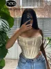 Tanques de mujer Camis NewAsia Sexy Corset Top Mujer sin mangas fuera del hombro Mujer deshuesada Recortada Streetwear Bustier Malla Crop Top Blanco Y2302