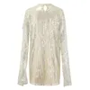 Casual Dresses Semi Formal Dress Ladies Cloak Style Solid Color Waist High Neck Sequin For Juniors