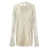 Casual Dresses Semi Formal Dress Ladies Cloak Style Solid Color Midje High Neck Sequin för juniorer