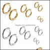 Hoop Huggie 21Mm15Mm Small Earring 316L Stainless Steel Sier Gold Fashion Punk Style Ear Loop Smooth Circle For Women Girls Drop D Ot70C