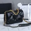 Italian Womens Black Lambskin 19 Series Quilted Bags Gold Bracelet Chain Handle Totes Medium Purse Crossbody Shoulder Large Capacity Desiger Luxury Handbags 26CM