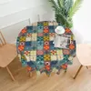 Table Cloth Ethnic Tribal Art Round Tablecloth Diameter 60" Washable Tablecover For Indoor Outdoor Kithchen Party Picnic