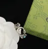 Bague de fleur de luxe bague de créateur classique or bijoux en argent Vintage Double lettre amour anneaux pour femmes dame fiançailles avec boîte