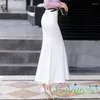 Skirts Female Clothing Korean Fashion Sexy Slim Formal Office Lady OL White Fishtail Ladies Long Maxi For Womens 2023